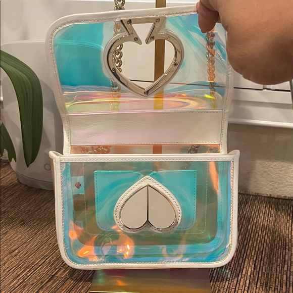 Heart Kate Spade White and Iridescent Crossbody Bag - with Turn-Lock - Picture 11 of 14